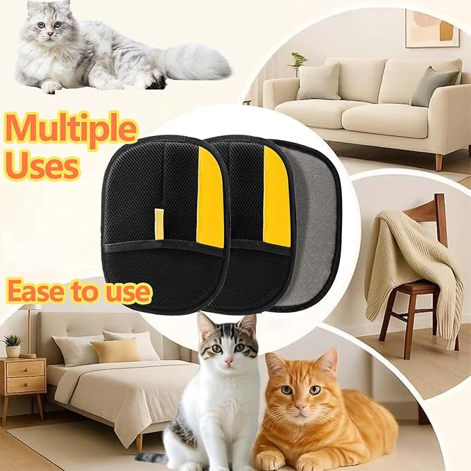 2pcs Pet Hair Removal Glove,Pawbeam Pet Hair Remover for Cats & Dogs,Upgraded Animal Fur Removal Tool, Reusable Cats & Dogs Grooming Gloves for Hair Removal
