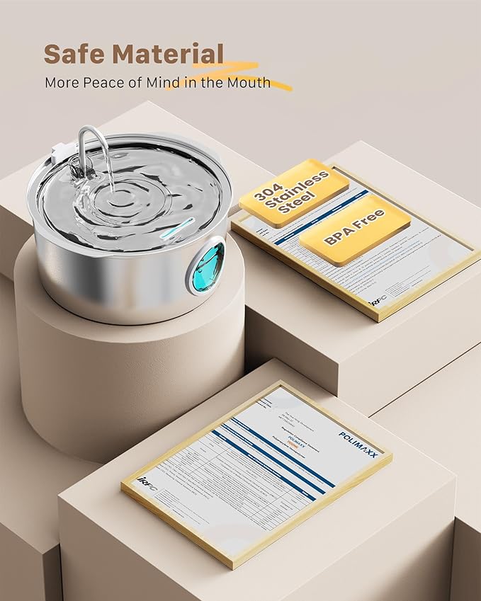 Pet Water Fountain for Large Dogs: Metal Dog Water Fountain - Silent Big Cat Fountains - 7L/236oz/1.8G Dog Drinking Fountains Inside - GROOKPET Water Fountains for Pets Indoor Large - 9 Filters