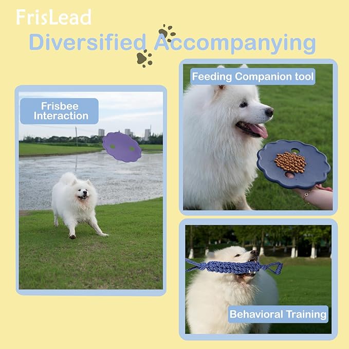 Dog Toys, Tough Rope Toy, Frisbee, Puppy Teething Toys, 2-in-1 Tug of War Rope Flying Disc, Puppy Chew Toys for Teething, Lick mat for Dogs, Interactive, Durable Outdoor Dog Toy (Iris Blue)