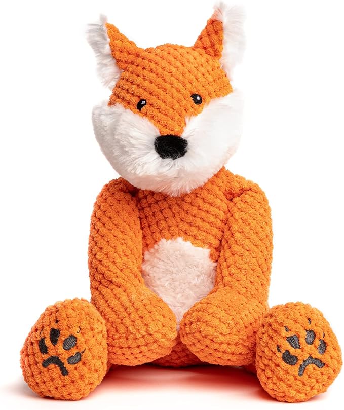 fabdog Floppies Plush Dog Toy - Cute & Durable Squeaky Dog Toys - Best Squeak Toy for Puppies and All Breeds | Ideal Pet Gift| Large Fox