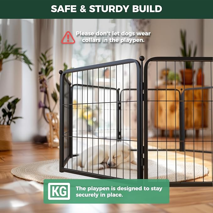 FXW Homeplus Unleashed Indoor Dog Playpen - Stress-Free and Safe Play, Heavy Duty 24 Inch 6 Panels Dog Pen for Puppy and Small Dogs, Black│Patented