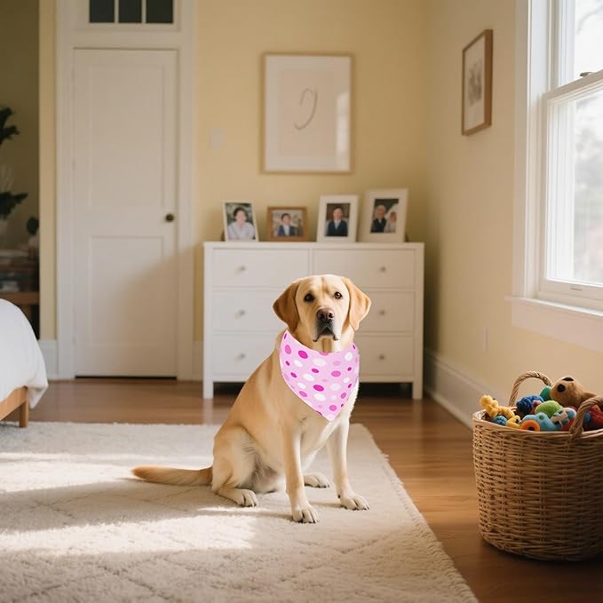 7 PCS Polka Dot Dog Bandanas for Large Dogs Breed Sewing Hemming Dog Bandana Print One Side XL Drool Bibs Party Grooming L