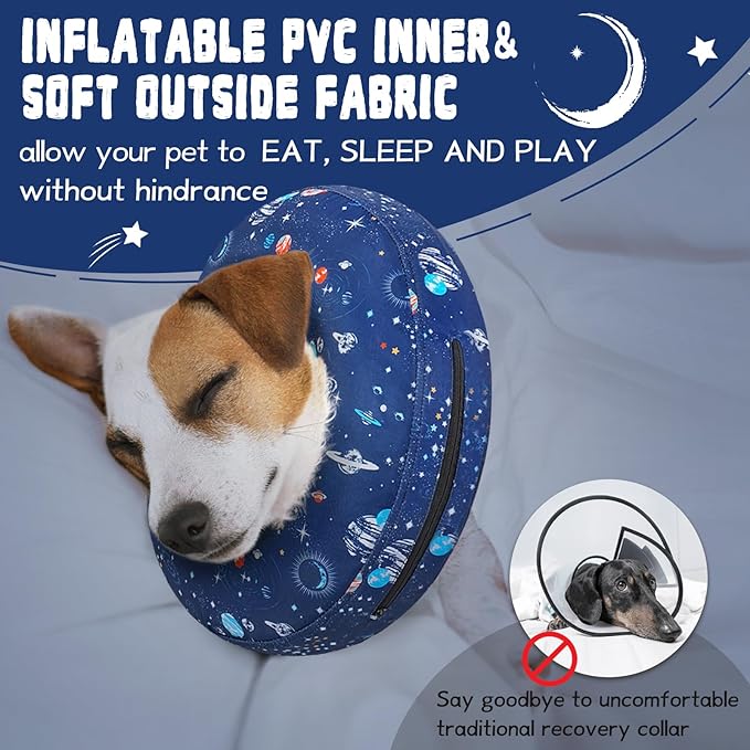 Inflatable Dog Cone Collar for After Surgery, Dog Donut Collar After Surgery, Soft Pet Cone for Small Medium Large Dogs to Stop Licking