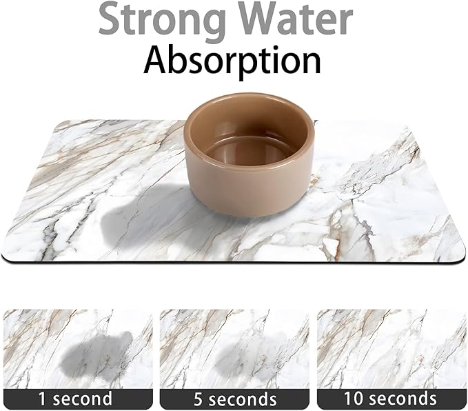 Dog Food Mats for Floors Absorbent, Pet Cat Food Mat - Quick Dry Dog Bowl Mats for Food and Water, Eco-Friendly Boho Pet Supplies