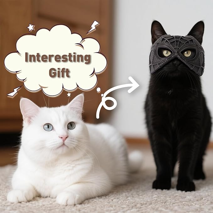 Cat Bat Mask Halloween Costumes Accessories for Cats, Cat Bat Cosplay Apparel (Medium, Black Spider)