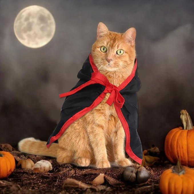 Halloween Pet Costumes Halloween Vampire Costume Cape Accessories Black Cat Wizard Cloak Puppy Witch Collar Cape Halloween Cosplay Clothes Apparel for Cats Small Dogs
