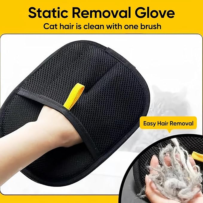 Pet Hair Removal Glove Reusable Anti Static Pet Fur Remover Glove for Furniture Clothes Bedding and More for Dogs and Cats Multi Surface Hair Cleaner Tool (2 pcs)