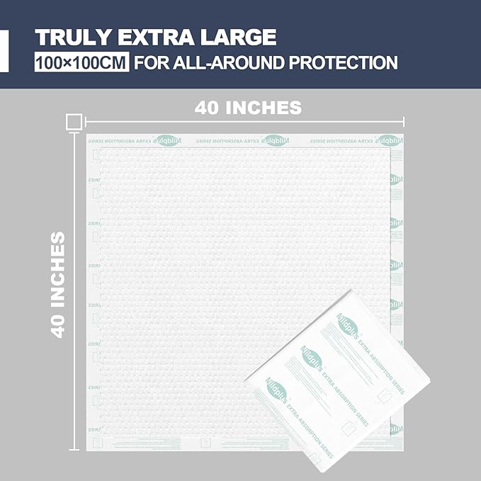 Heavy Duty Underpads 40"X40" Super Sized Chucks Pads 180 Grams Disposable Bed Pads with Strength Cloth Backing Extra Absorption Pads for Incontinence (100X100CM, 20 Count, Discreet Packaging)
