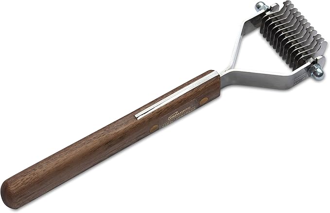 Mars Coat King Blunt Dematting Undercoat Grooming Rake Stripper Tool for Dogs and Cats, Stainless Steel with Wooden Handle, Made in Germany, 12-Blade