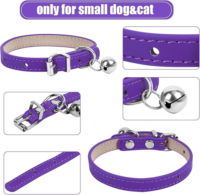 XXS Dog Collar Teacup Dog Collar, Purple Dogs Collars, Teacup Dog Collars for Small Dogs Cats, Purple, 3/8 inch Width
