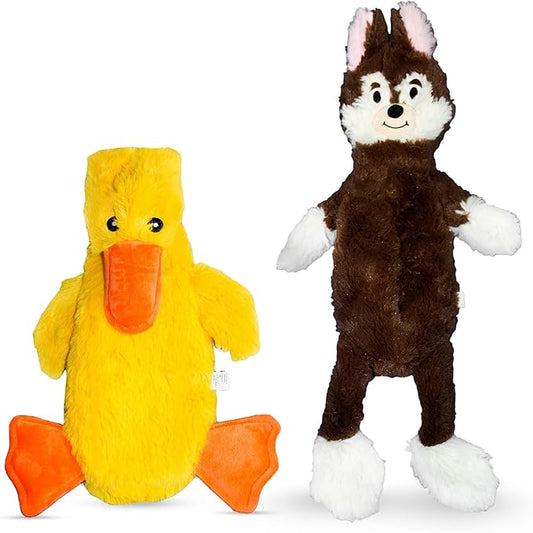 FGA MARKETPLACE Duck-Fox Flat NO Stuffing NO Squeak Plush Dog Toy, Funny Style Will Entertain Your Pet for Hours, Recommended for Small and Medium Dog 21 INCH Long