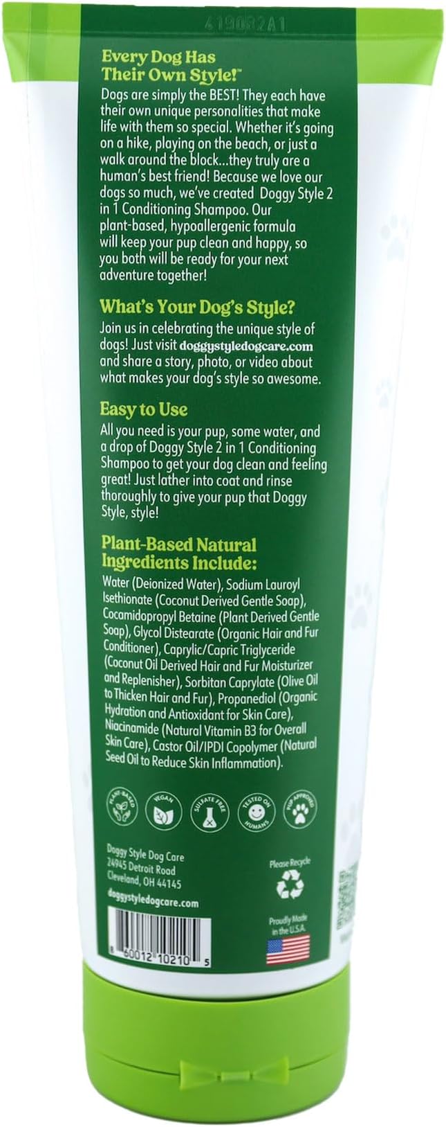 Doggy Style Dog Shampoo – Hypoallergenic Puppy Wash, Plant-Based Dog Shampoo for Itchy Skin Relief, Gentle Conditioner for Dogs, 10oz