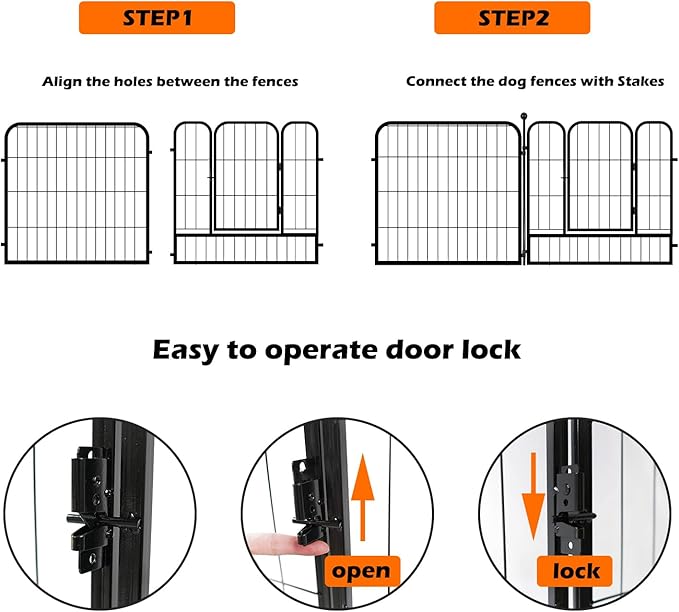 Dog Playpen Designed for Dogs, 32 inch 10 Panels.Perfect Dog Pen for Camping, Yard, RV, Garden Fence, Black (Black, 32inch, 10)