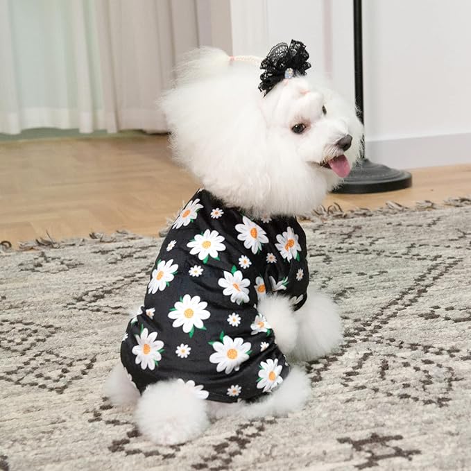 CuteBone Small Dogs Outfit Soft Puppy Onesies Pjs Dog Pajamas Pet Coat Cat Apparel Comfy Doggie Jumpsuit Bodysuit for All Seasons P221XL