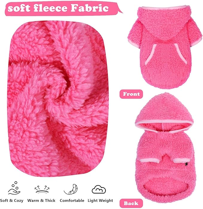 Dog Sweater Dog Winter Clothes for Small Dogs Boy Girl Pet Hoodies Puppy Cold Weather Coats Fall Doggie Sweatshirt for Chihuahua Yorkie Cat Sweater Costumes (Rose, XX-Small)
