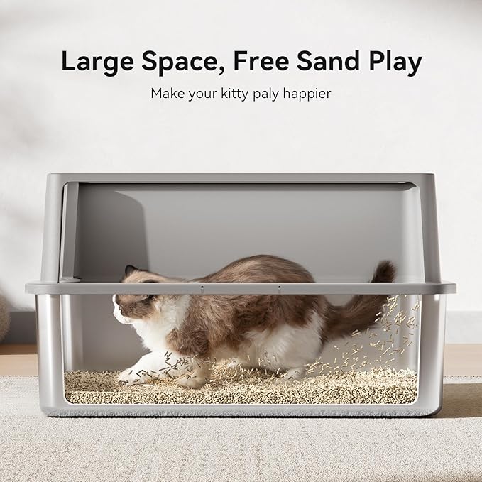 XXXL Stainless Steel Litter Box,28"L*20"W*12.5"H Large Capacity Metal Cat Litter Box for Big & Multiple Cats,Anti-Leakage,Non-Stick Surface for Easy Cleaning,Odor-Resistant,Scratch-Resistant