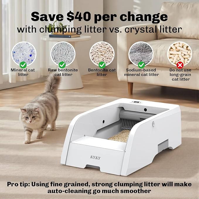 2 in 1 Self Cleaning Litter Box with APP Control, Open or Covered Canopy Design to Meet Cats' Varying Preferences, Large Automatic Cat Litter Box for Multiple Cats, Quiet, Odorless & Safe
