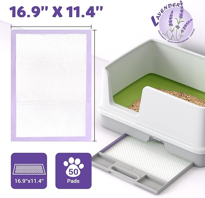 CROCI Cat Pads 16.9 x 11.4 in, Litter Pads for Tidy Cats Breeze Litter System, Pet Pads for Cats Super Absorbent up to 15 Cups, Cat Pads for Breeze System Leak-Proof, Lavender Scented(50 Counts)