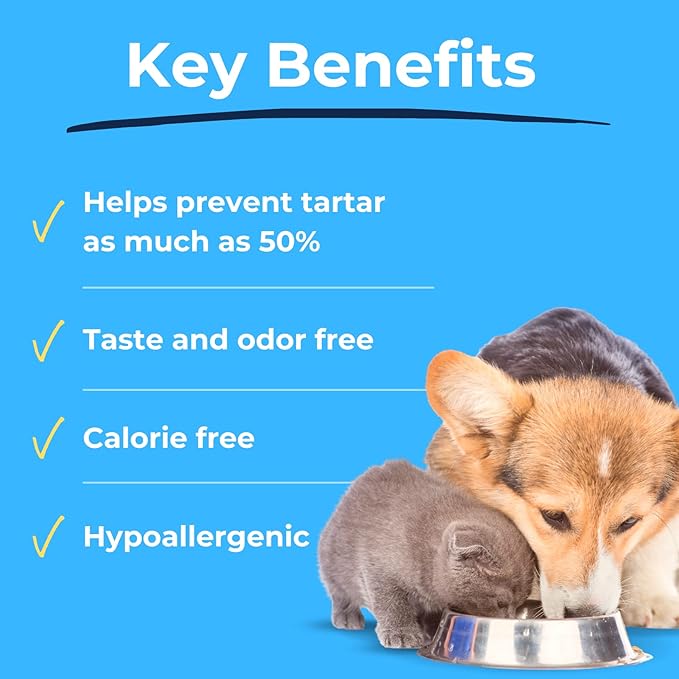 Tartar Shield DentaTabs | Dog & Cat Dental Mouthwash Water Additive Powder | Fights Tartar Plaque & Bad Breath Cleans Teeth & Gums | Natural Pet Oral Health Support | Hypoallergenic & Calorie-Free