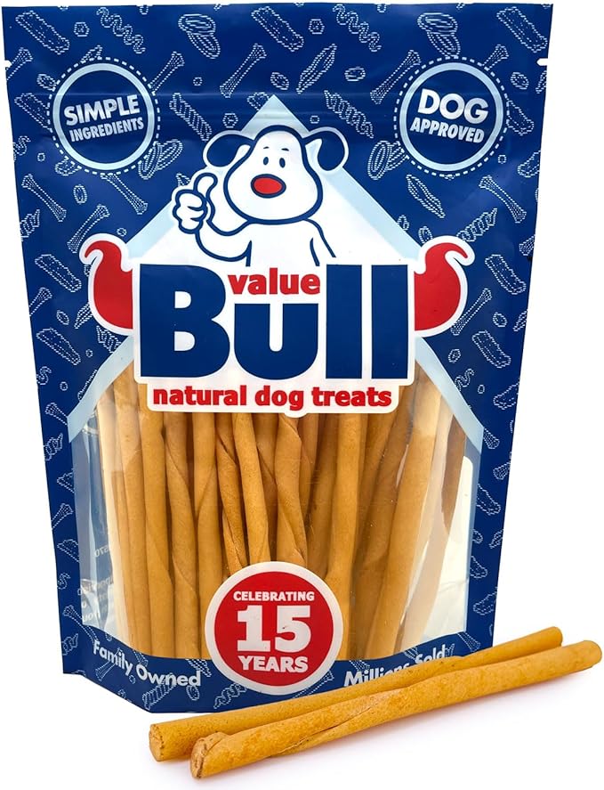 ValueBull USA Rawhide Twists for Small Dogs, 5 Inch, Smoked, Varied Thicknesses, 50 Count - Natural & Safe, USA Beef Hide, Long Lasting, Chemical Free, No Artificial Flavors
