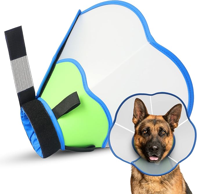 Hard & Heavy Plastic Dog Cone Collar Alternative for Extra Large Dogs(Adult Lab Golden GSD), Pet Neck Head Protective Cone Anti-Lick, Adjustable Elizabethan Recovery Collar Cone of Shame for Healing