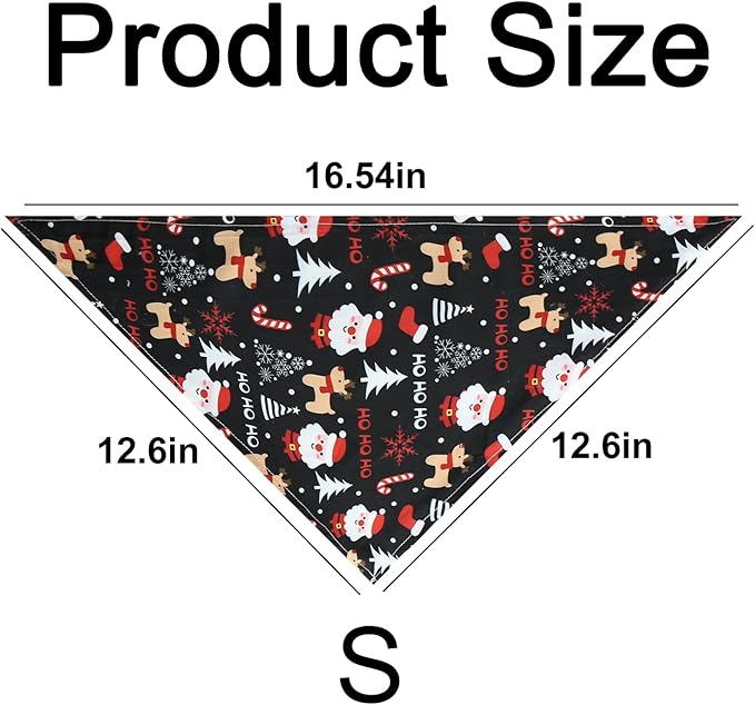 4 Pack Dog Bandana Christmas Scarf Bibs Kerchief Set Pet Christmas Costume Xmas Holiday Bandanas for Medium Large Dogs Pets (Small)