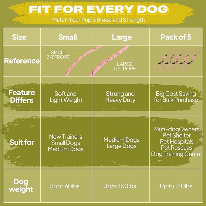 Fida Durable Slip Leads for Dogs, 6 FT x 1/2" Heavy Duty Dog Loop Leashes, Comfortable Strong Rope Slip Leash for Small Dogs and Puppies, No Pull Pet Training Lead with Highly Reflective(1/2", Pink)