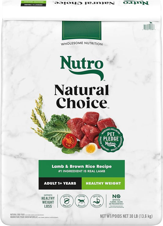 Nutro Natural Choice Adult Healthy Weight Dry Dog Food, Lamb and Brown Rice Recipe, 30 lbs.