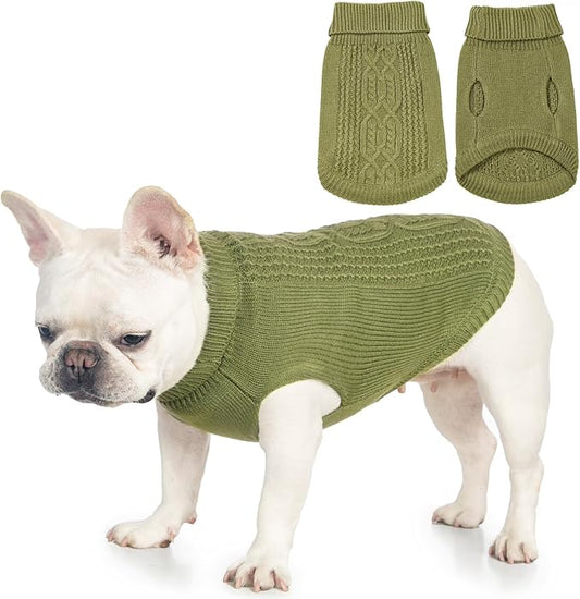 Stretchy Cat Sweater - 17 Colors & 6 Sizes | Snug Winter-Ready Knit for Boy/Girl Cats & Kittens(Olive Green, X-Large)