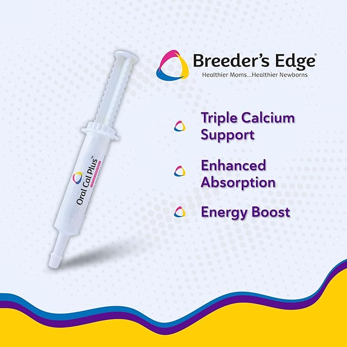 Breeder's Edge Oral Cal Plus Gel, Whelping and Queening Calcium Supplement Gel for Dogs and Cats Delivers 3 Calcium Sources in Labor to Support Strong and Normal Contractions, 15ml Paste