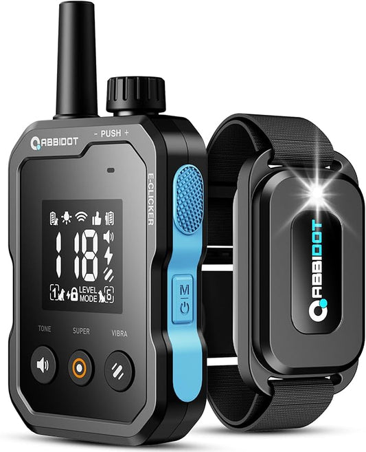 ABBIDOT Dog Shock Collar (5-120 lbs) - 4500 FT Dog Training Collar with Remote, IPX7 Waterproof with 6 Training Modes, Beep, Vibration, Safe Shock, Enhanced Night Light, Rechargeable Electric Collar