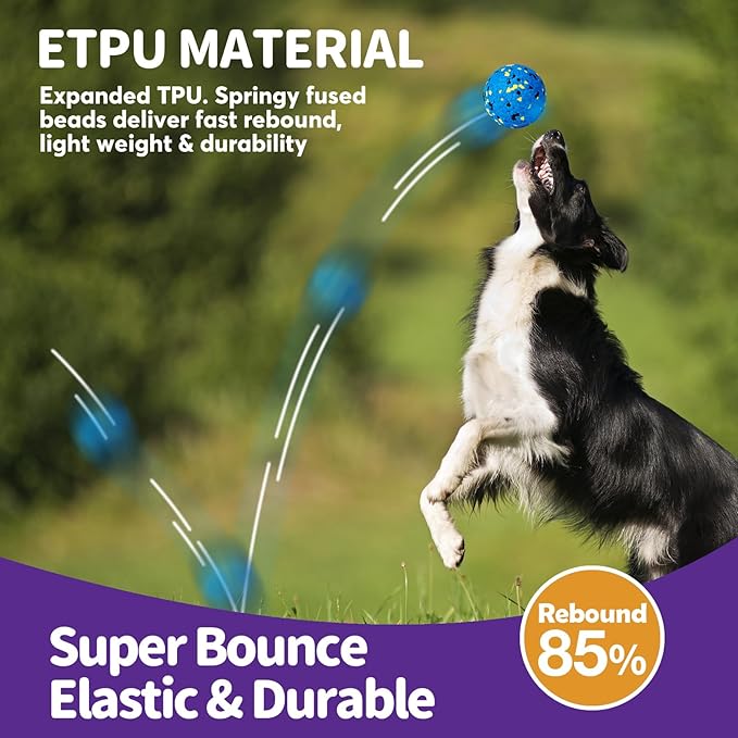 Dog Balls Tennis Ball for Aggressive Chewers, Dog Bouncy Balls Chew Toys Water Toy Fetch Ball for Large Medium Small Puppies, 3 Pack 3.15''