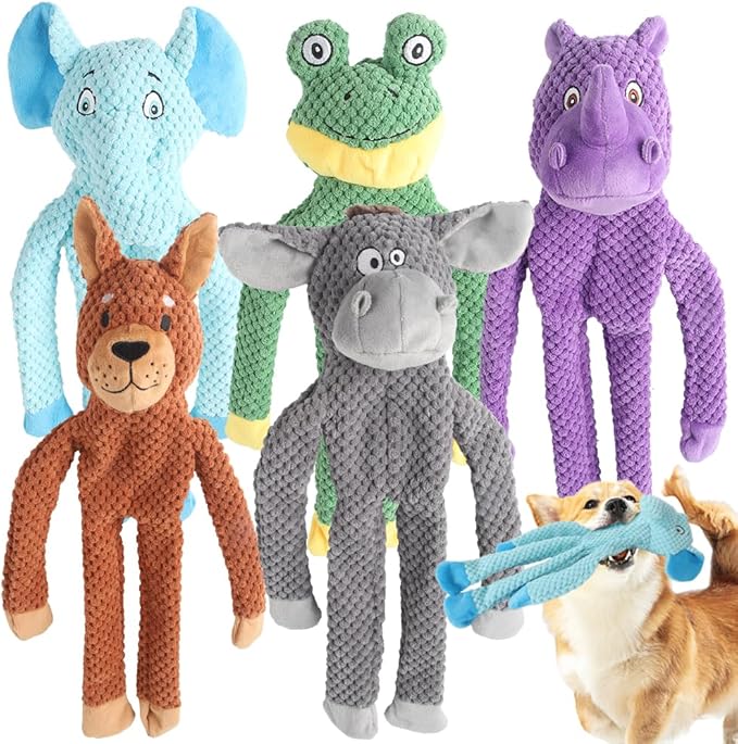 Act boldly 5 Pack Dog Squeak Toys, Durable Plush Chew Toys for Small, Medium & Large Dogs for Teething & Interactive Play