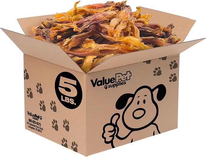 ValueBull Beef Tendons for Dogs, Varied Shapes, 5 Pounds Bulk Pack - Natural Collagen, Grass-Fed, Single Ingredient, All Natural Dog Chews