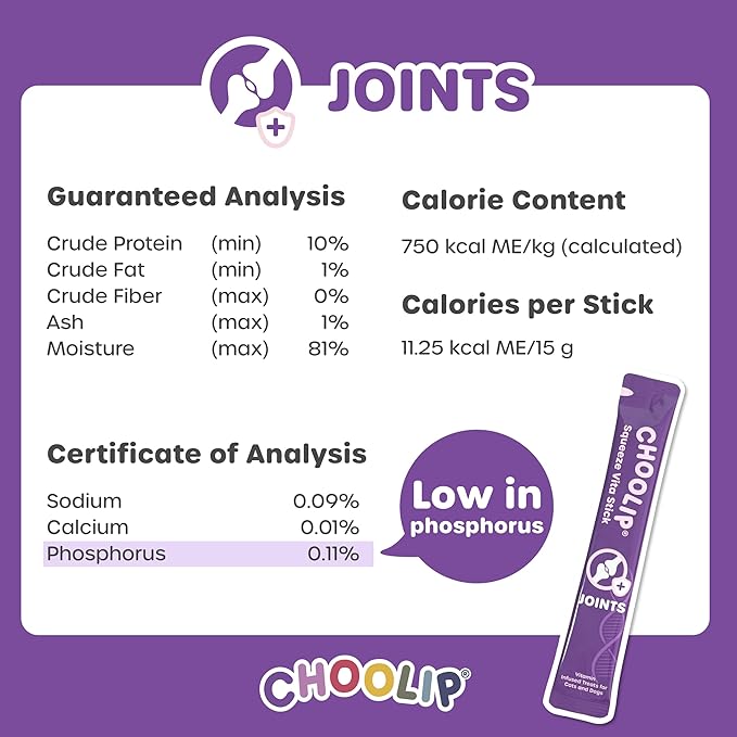 Choolip 2-Pack | Squeeze Vita Stick Lickable Treats for Dogs & Cats. 7 Joint Support Sticks with Essential multivitamins. Soft and Tasty Paste for All Life Stages, Supporting Joints Health