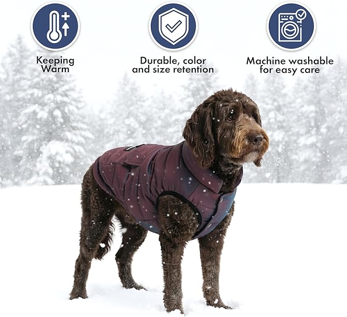 Spark Paws Dog Winter Jacket, Water-Resistant Coat, Warm Reflective Windproof Fleece-Interior, for Medium and Large Dogs - Cosmic - 4XL