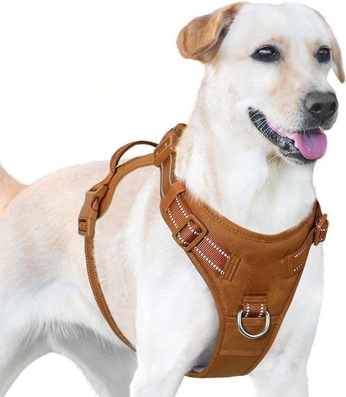 No Pull Dog Harness, Reflective Puppy Vest for Small Medium Large Sized Dog(Carmel Brown,S)