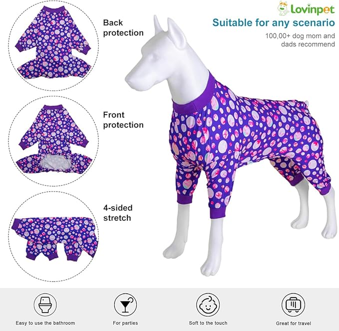 LovinPet Fat Dog Pajamas Onesies for Giant Dogs, Anxiety Calming Dog Jammies, Lightweight Knit, Pitfull Clothes, Pajamas for Pitbulls, Onesies for Dogs, Medium
