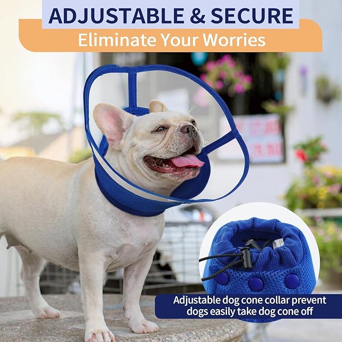 Allroaring Dog Cone, Soft Dog Cones for Small Dogs, Adjustable Doggie Cone Collar to Stop Licking, Professional Pet Recovery Cones E-Collar for Dogs Aftert Surgery Wound Healing, Blue S