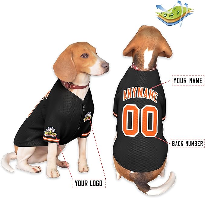 Custom Dog Baseball Jersey with Name Number Logo for Small Pet Dogs-Personalized Dog Shirts