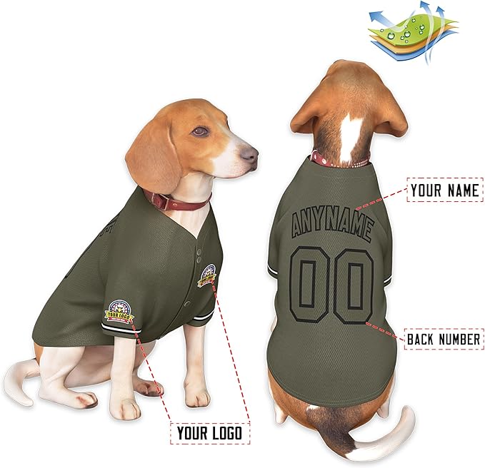 Custom Dog Baseball Jersey with Name Number Logo for Small Pet Dogs-Personalized Dog Shirts