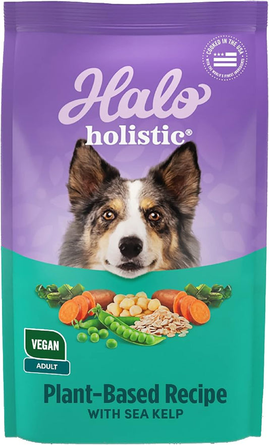 Halo Holistic Vegan Dog Food, Plant-Based Recipe with Kelp, Dry Dog Food, Complete Digestive Health, Kibble for Adult Dogs, 3.5 lb Bag