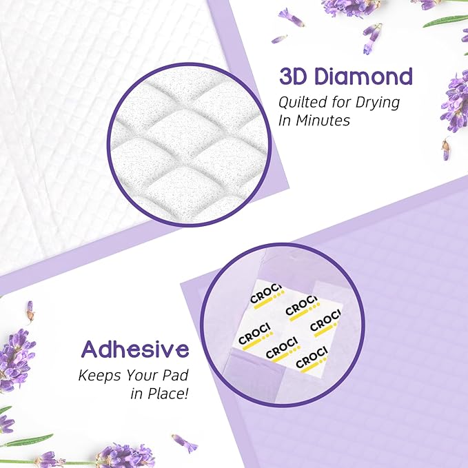 CROCI Cat Pads 16.9 x 11.4 in, Litter Pads for Tidy Cats Breeze Litter System, Pet Pads for Cats Super Absorbent up to 15 Cups, Cat Pads for Breeze System Leak-Proof, Lavender Scented(50 Counts)