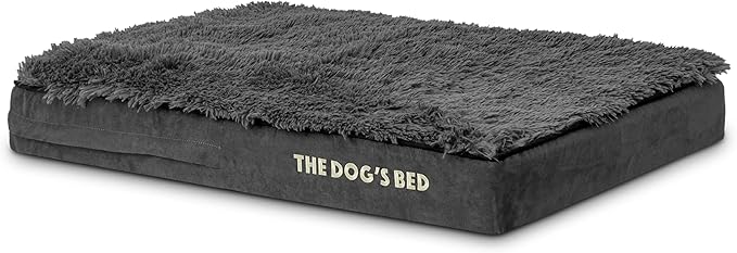 The Dog’s Bed Orthopedic Memory Foam Dog Bed, Medium Grey Fur 34x22, Pain Relief for Arthritis, Hip & Elbow Dysplasia, Post Surgery, Lameness, Supportive, Calming, Waterproof Washable Cover