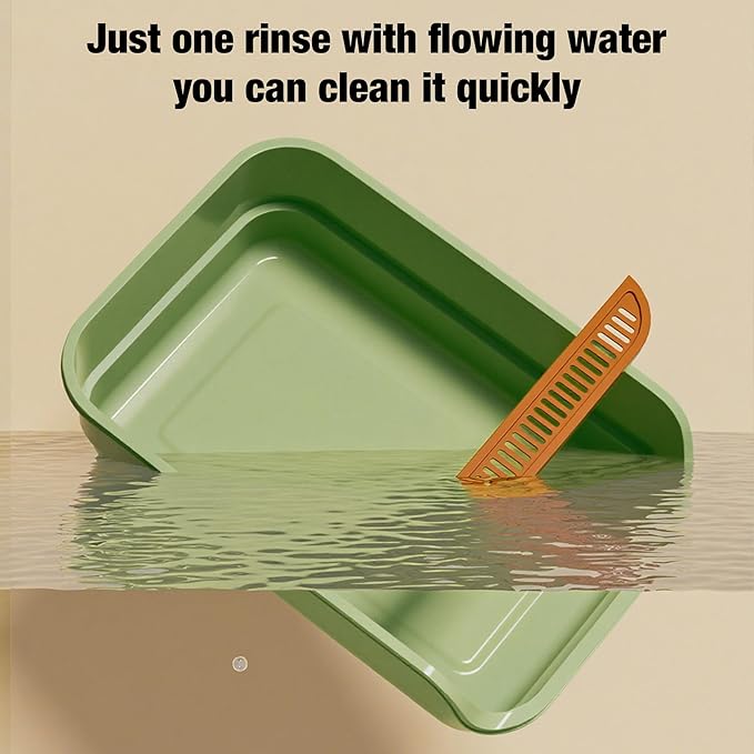 Gefryco Extra Large Cat Litter Box with High Sides, Side Entry Kitty Litter Boxes for Indoor Cats, Anti Splashing (Green)