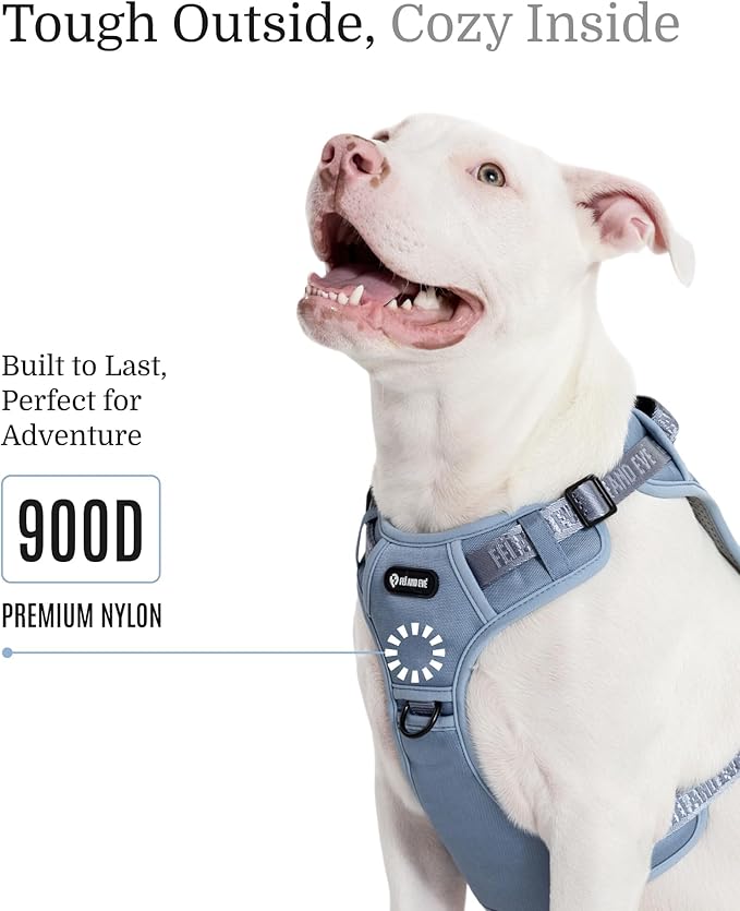 2025 New Edition, Fei & Eve Classic Dog Harness - Quick-Release Buckles | 3-Point No-Pull Control | Heavy-Duty 900D Nylon | Dual Safety Handles | Breathable Mesh | Adjustable Fit | X-Large,Dusk Blue