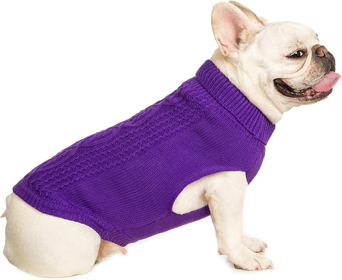 Stretchy Cat Sweater - 17 Colors & 6 Sizes | Snug Winter-Ready Knit for Boy/Girl Cats & Kittens(Deep Purple, X-Large)