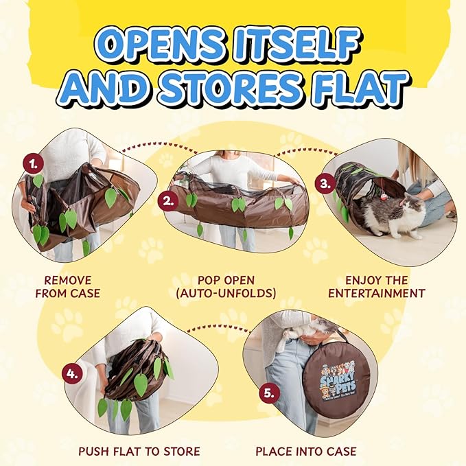 Tunnel for All Cats (Even Chonks)–Collapsible Crinkle Tube of Chaos w/Mesh Windows & Bell Ball – Interactive Cat Toy, Chonky Tunnel, Cat Bed & Zoomie Track for Chonkys, Kittens & Ferrets