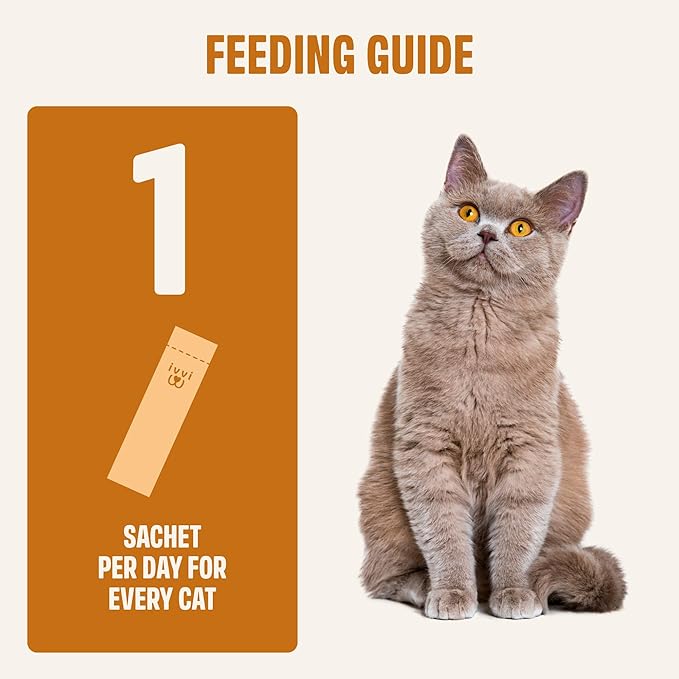 ivvi Skin & Coat for Cats – Functional Creamy Snack with Salmon Oil, Algae Oil, Zinc, Collagen & Biotin – Supports Skin and Fur Health – 30 x 0.53 oz Sachets – with Real Tuna