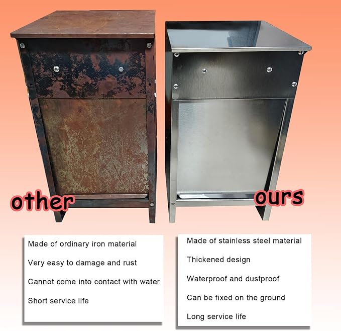 Pet Food Feeder for 25 Lb Kibble - Stainless Steel - Automatic Dog Food Dispenser Gravity Self Feeding Outdoor for Medium Dogs,Large Dog Breeds